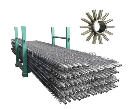 Extruded Carbon Steel Fin Tube Black Painted Clear Color Solid Serrated Fins 1-5mm Thickness